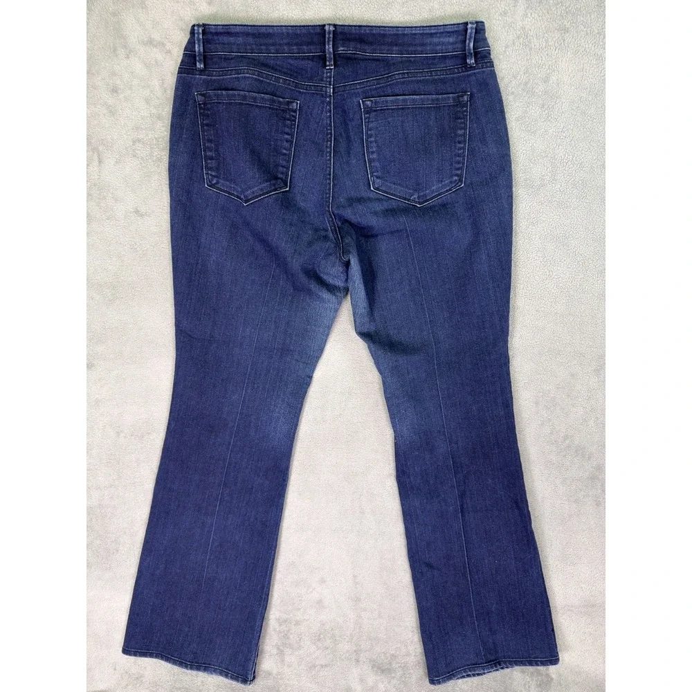 Ann Taylor Loft Jeans Womens 14 Blue Dark Wash Mid Rise Curvy Flare Stretch